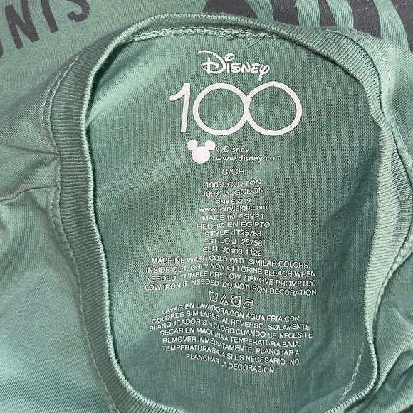 Disney 100 Years Cotton Oversized Relaxed Fit Green Mickey Mouse T-Shirt Sz S - Picture 7 of 7